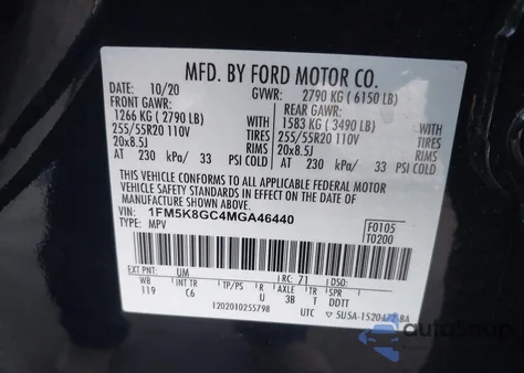 2021 Ford Explorer St from USA, damaged, VIN 1FM5K8GC4MGA46440